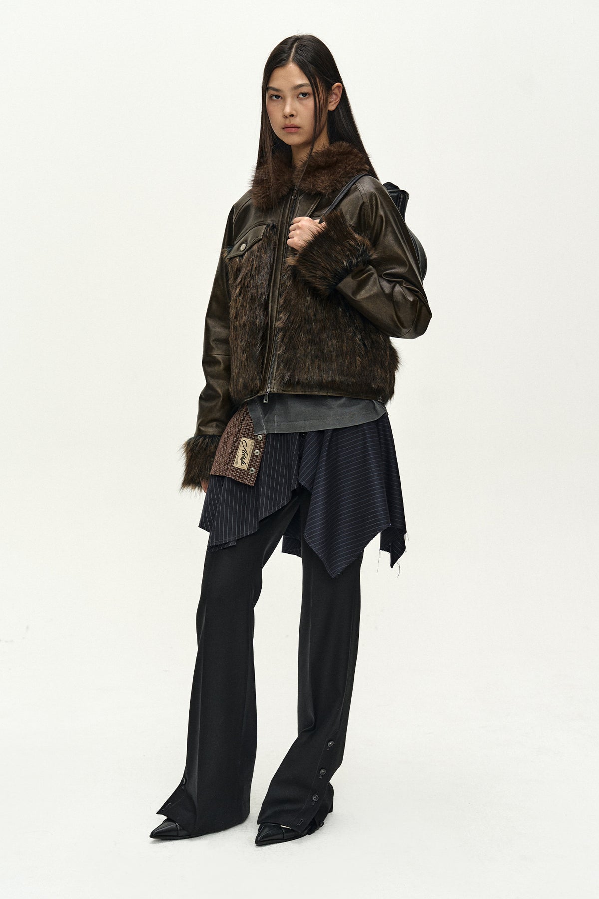 Andersson Bell Asymmetric Wrap Skirt-Layered Bootcut Trousers