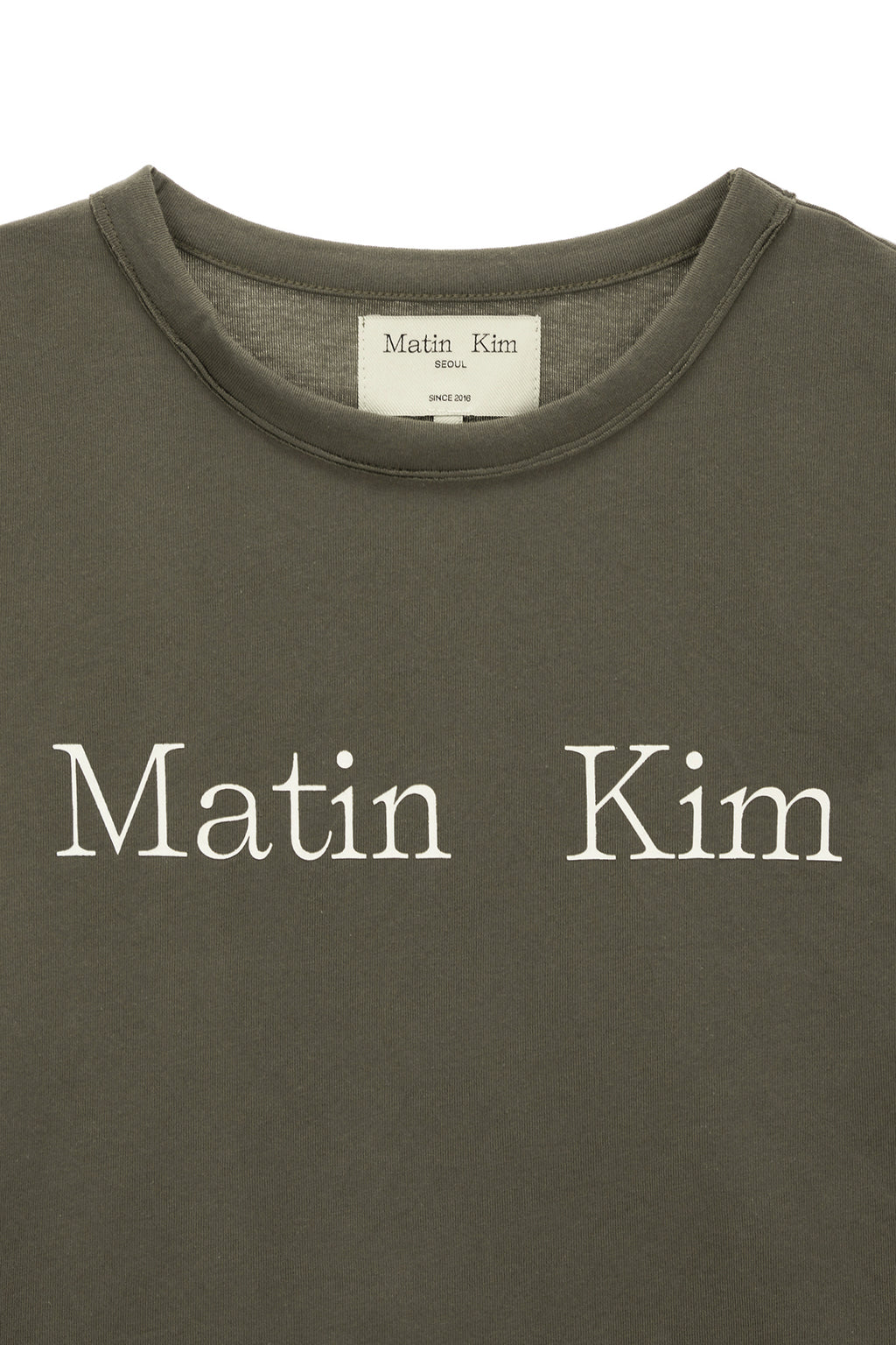 [matinkim] LOGO CROP TOP IN CHARCOAL