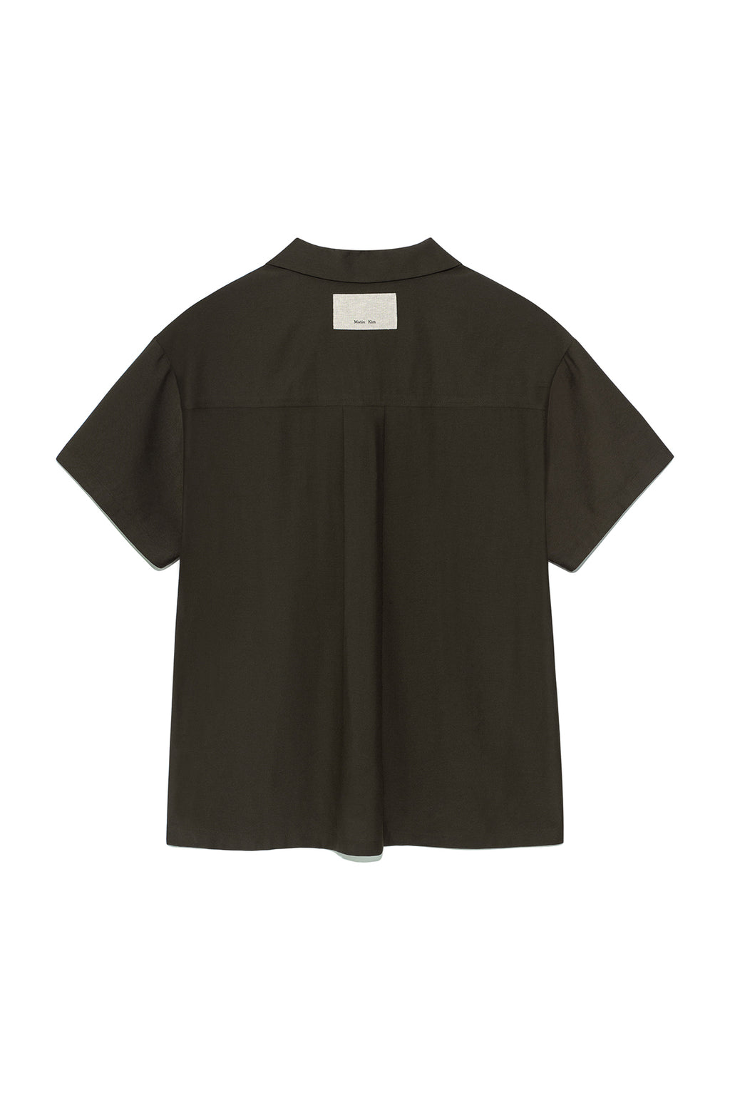 [matinkim] UNBALANCE COLLAR HALF SHIRT IN KHAKI BROWN
