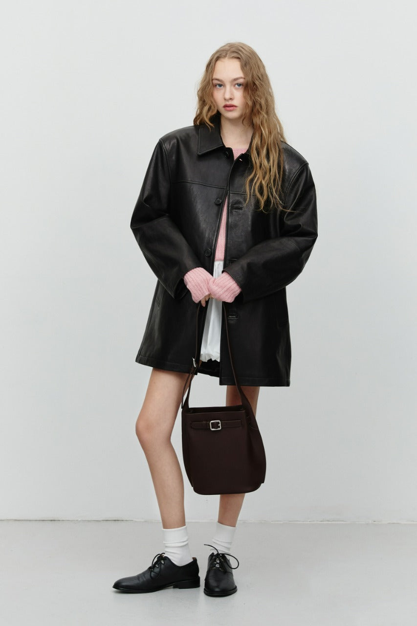 Dunst Buckle Shoulder Bag Dark Brown