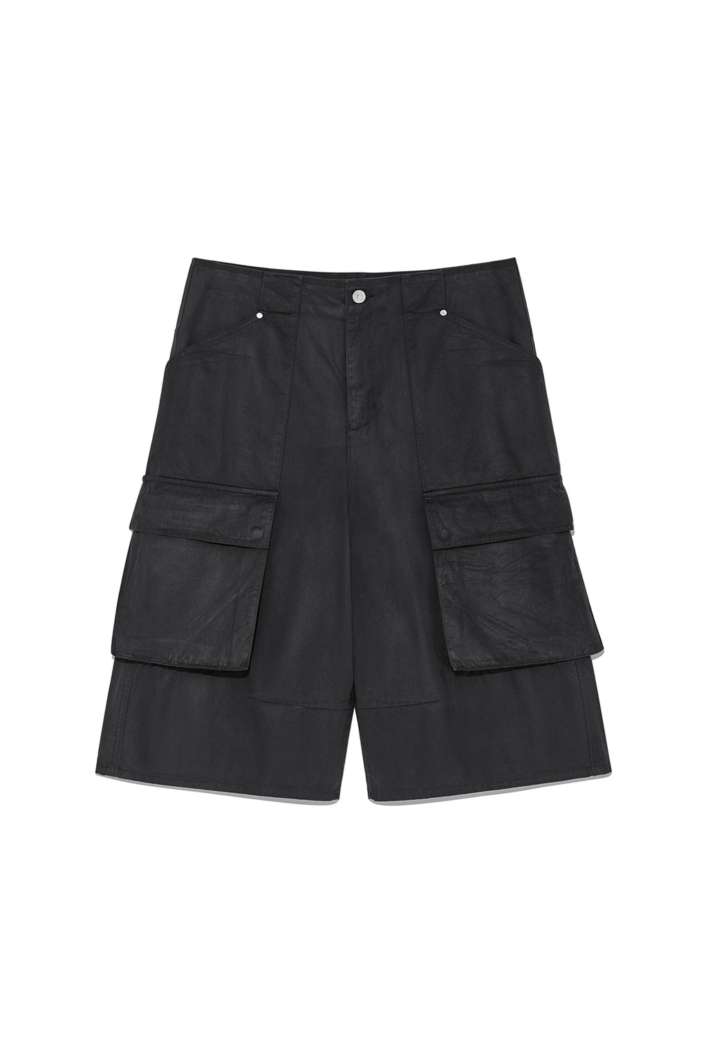 Matinkim Coated Cotton Bermuda Pants For Men IN Charcoal