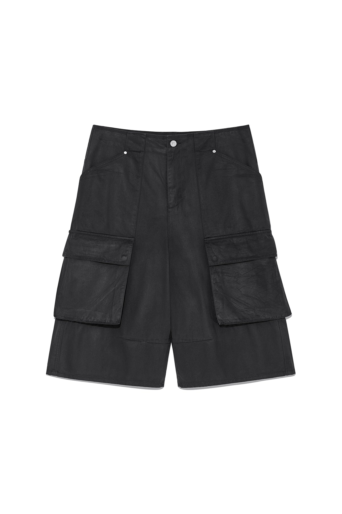 Matinkim Coated Cotton Bermuda Pants For Men IN Charcoal