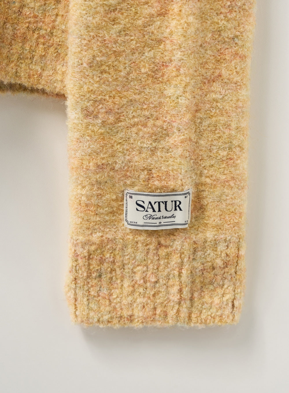 [satur] (W) Fleece Crew Neck Knit - Yellow