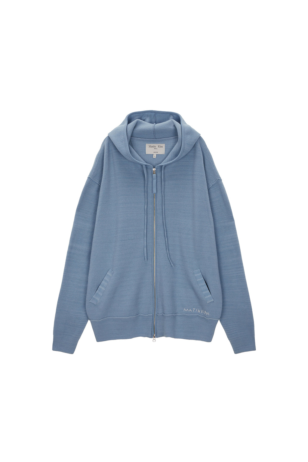 Matinkim Ribbed Knit Hoody Zip UP For Men IN Sky