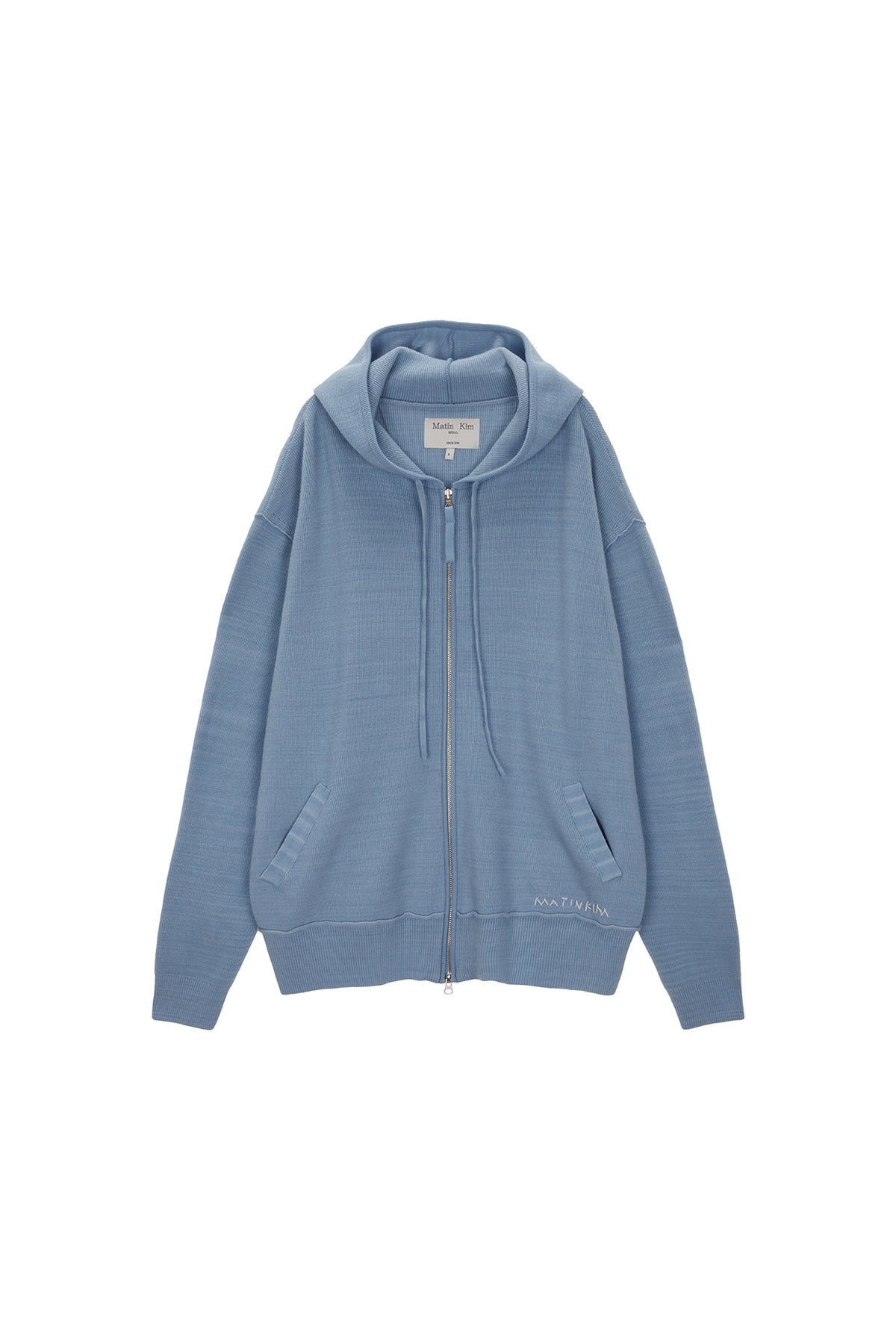 Matinkim Ribbed Knit Hoody Zip UP For Men IN Sky