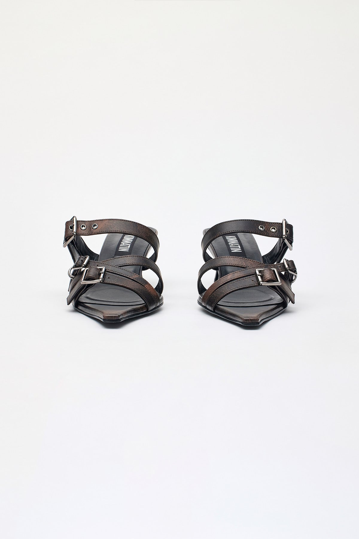 Matinkim Buckle Strap Sandal Heels IN Brown