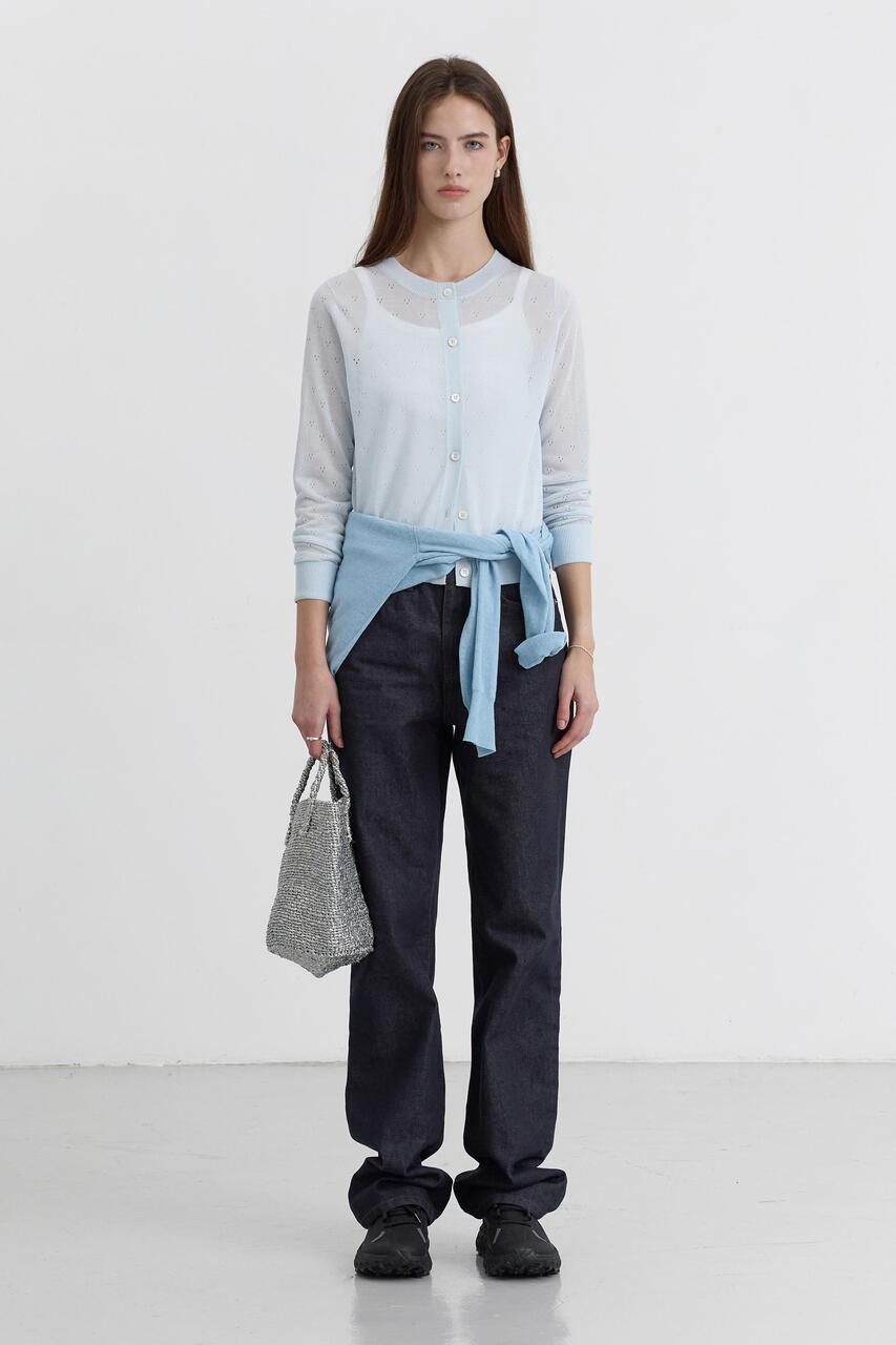 Dunst Crewneck Sheer Cardigan Soft Blue