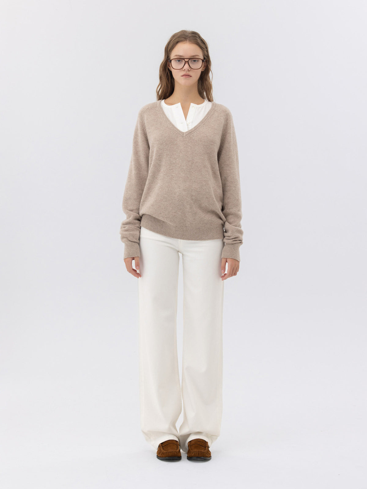 GLOWNY The Linda High Waist Wide Jeans (White)