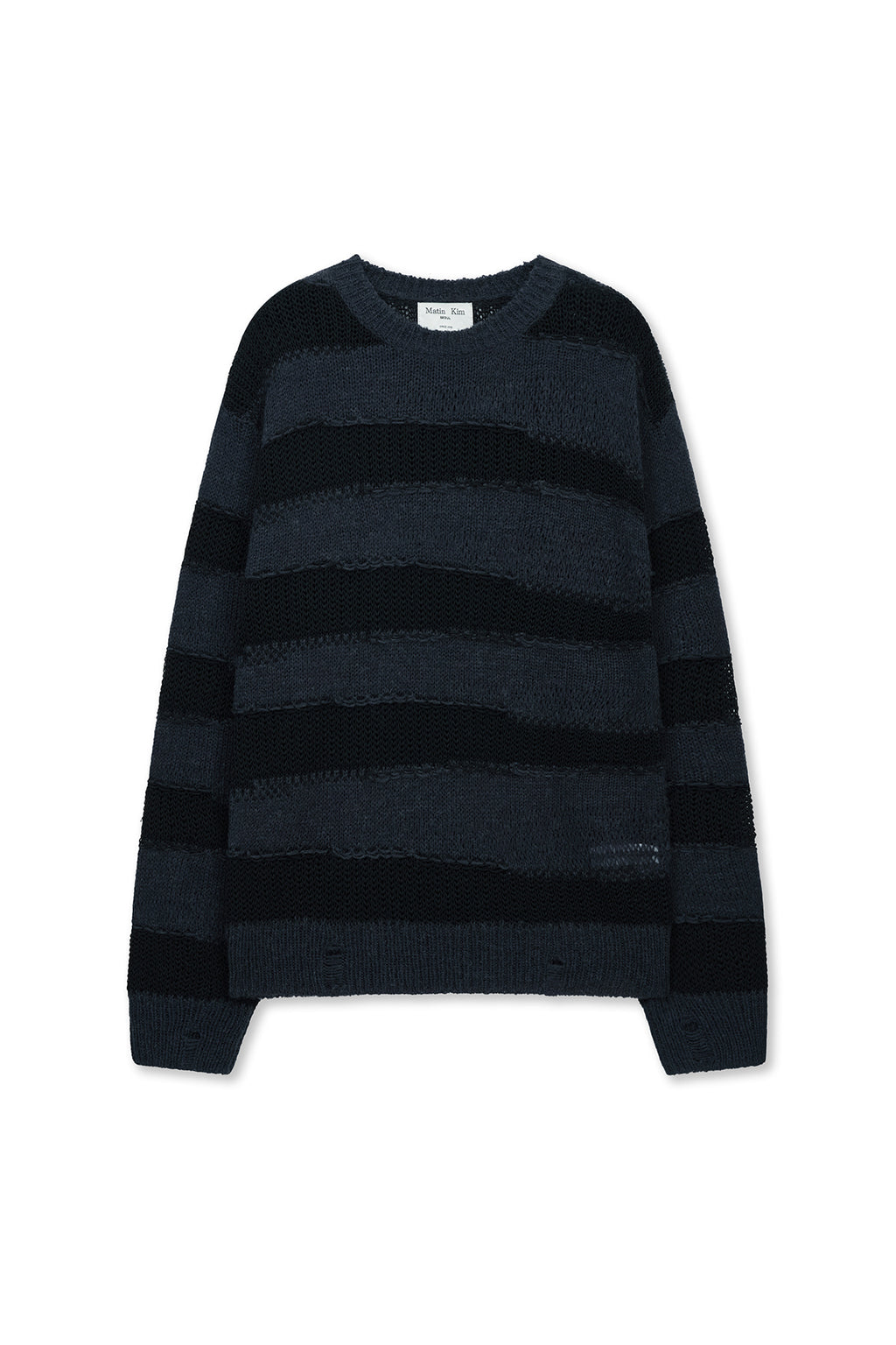 Matinkim Texture Block Stripe Knit Pullover IN Navy