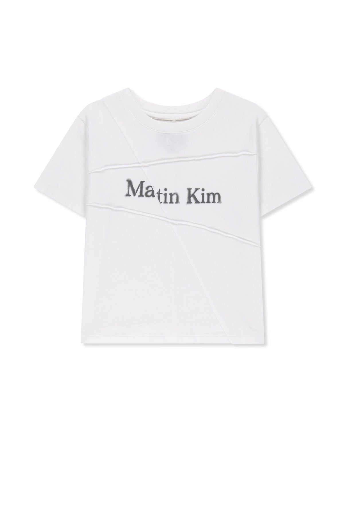 Matinkim Diagonal Cut Logo Crop Top IN White
