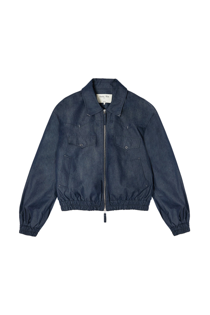 Matinkim Western Detail Denim Like Blouson IN Navy