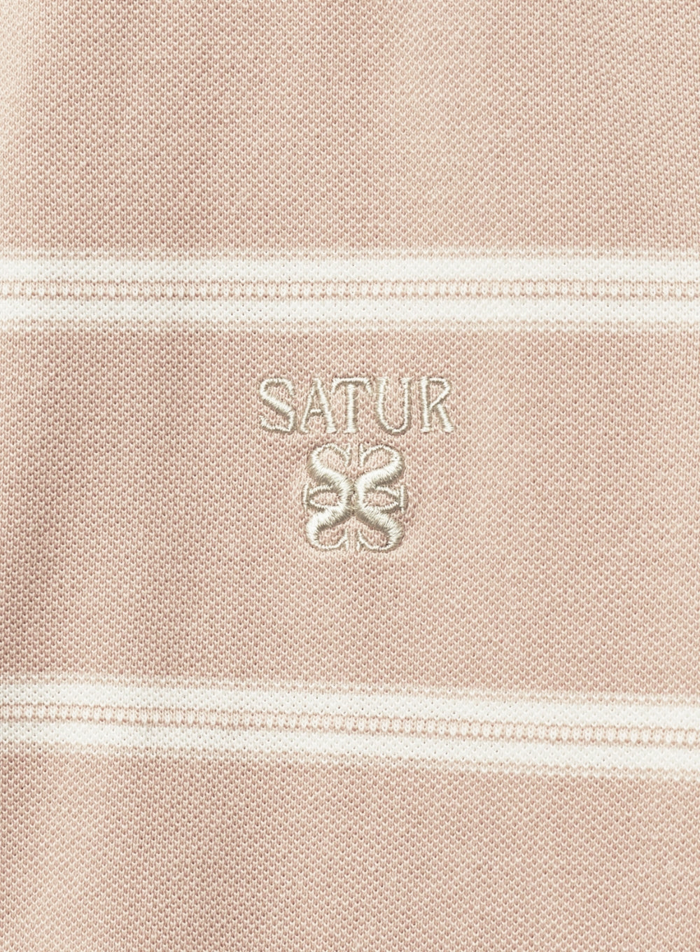 [satur] (W) Stripe Pique Polo T-Shirt - Light Pink