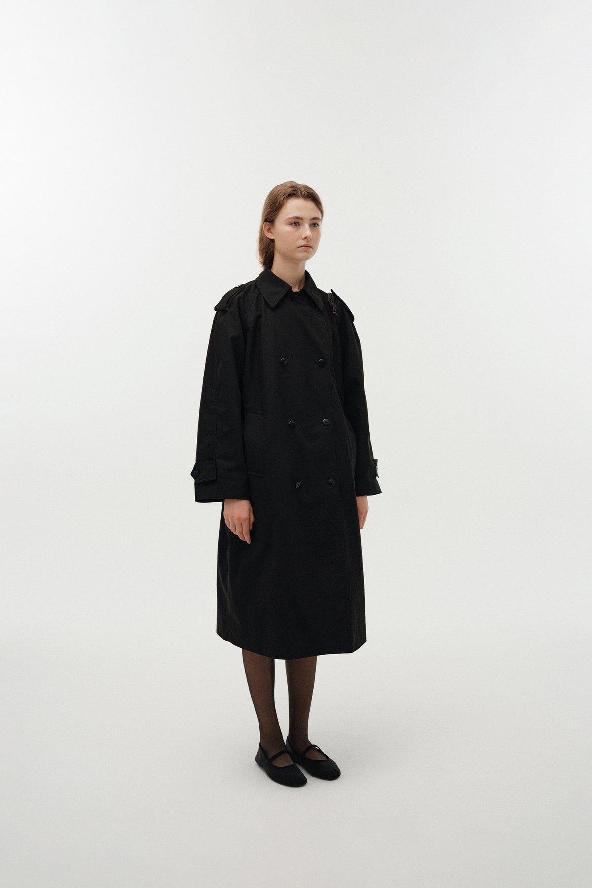 Nothing Written Oversized double-breasted trench (Black)