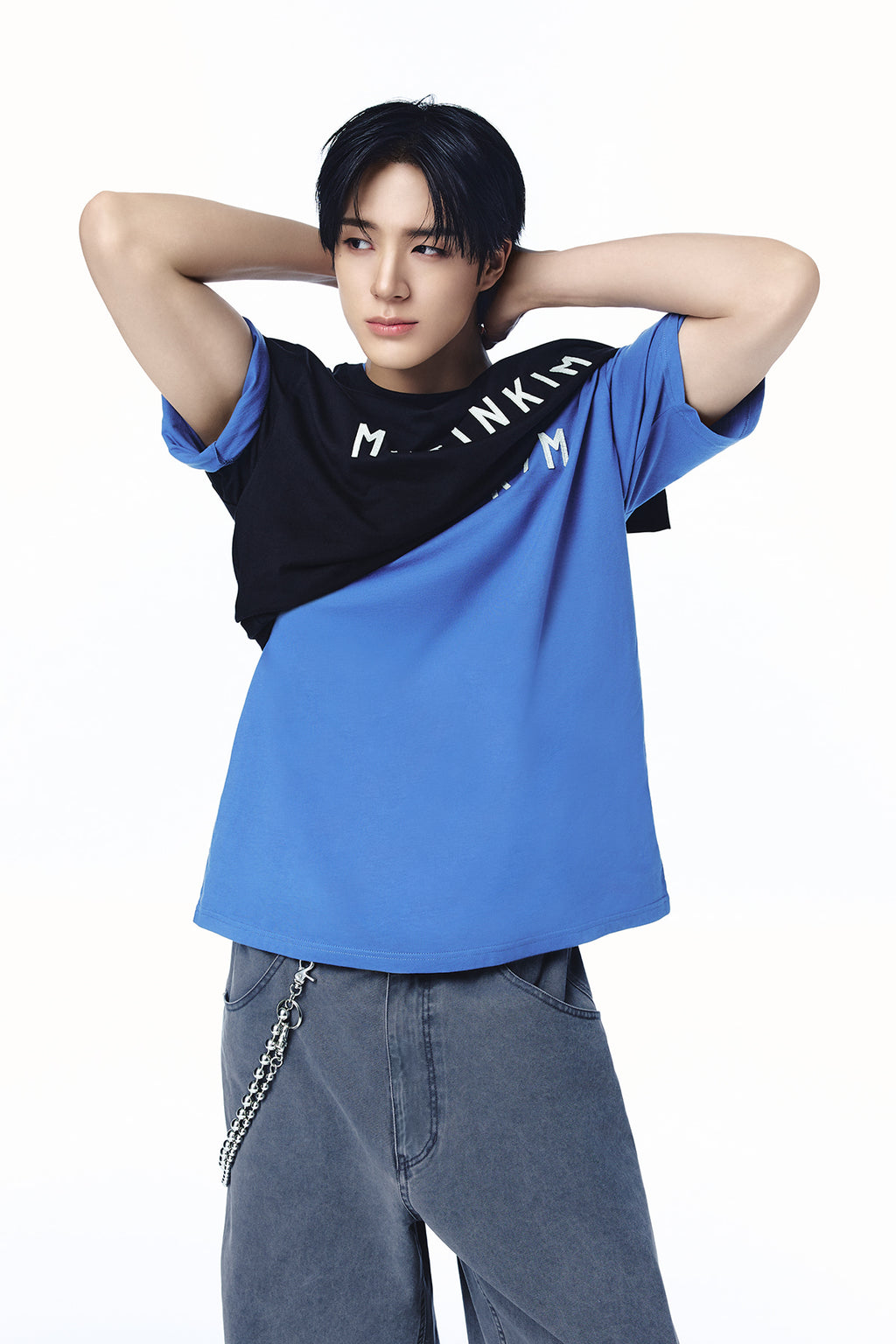 Matinkim Applique Felt Logo Top For Men IN Blue