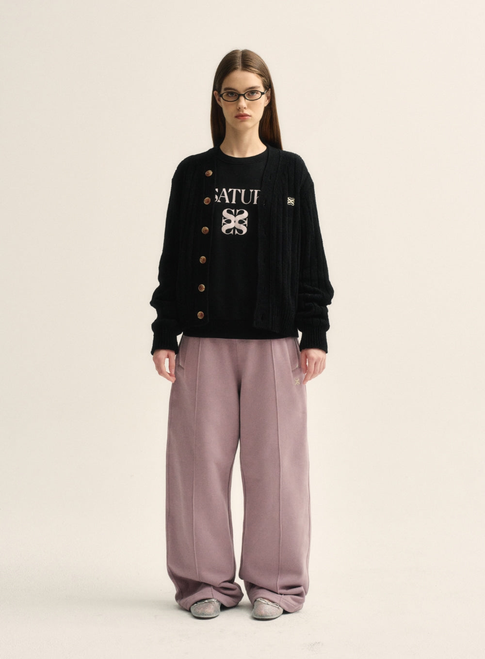 [satur] (W) Teo Cotton Banding Sweatpants - Vintage Rose