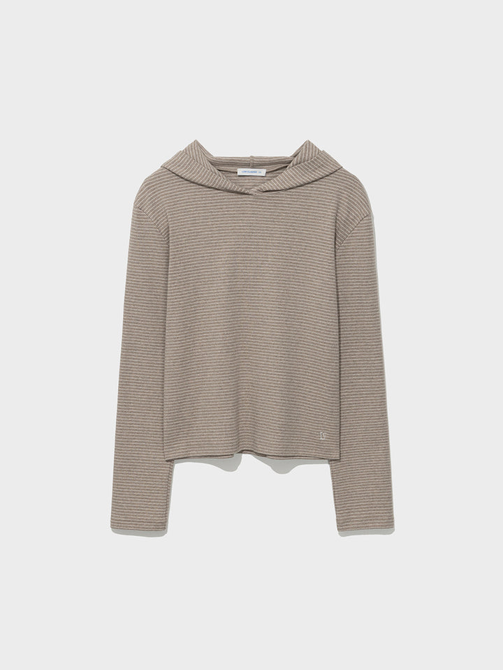 Low Classic Lc Striped Hoodie Tee Oatmeal