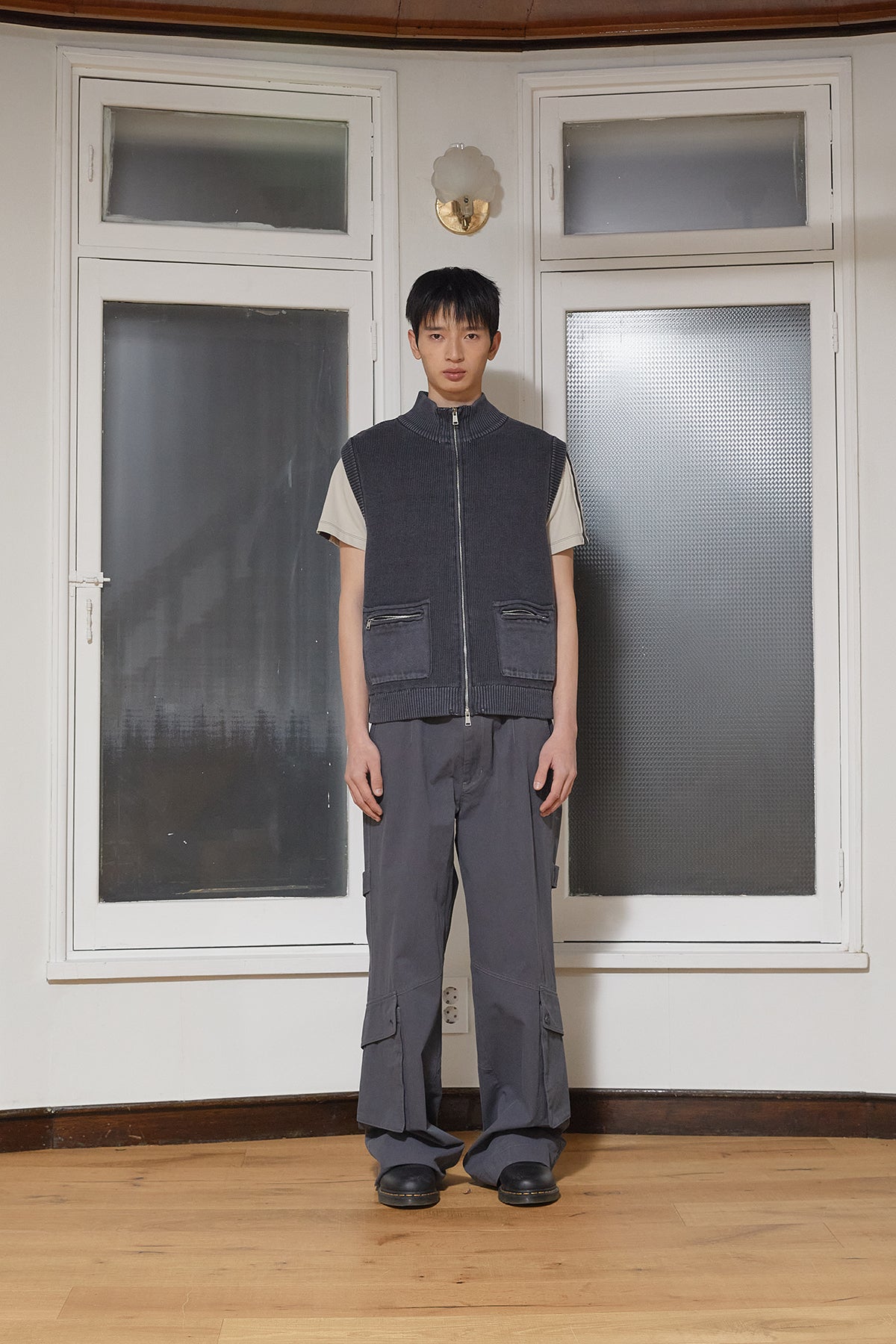 Matinkim Out Pocket Cotton Cargo Pants For Men IN Smoke Blue
