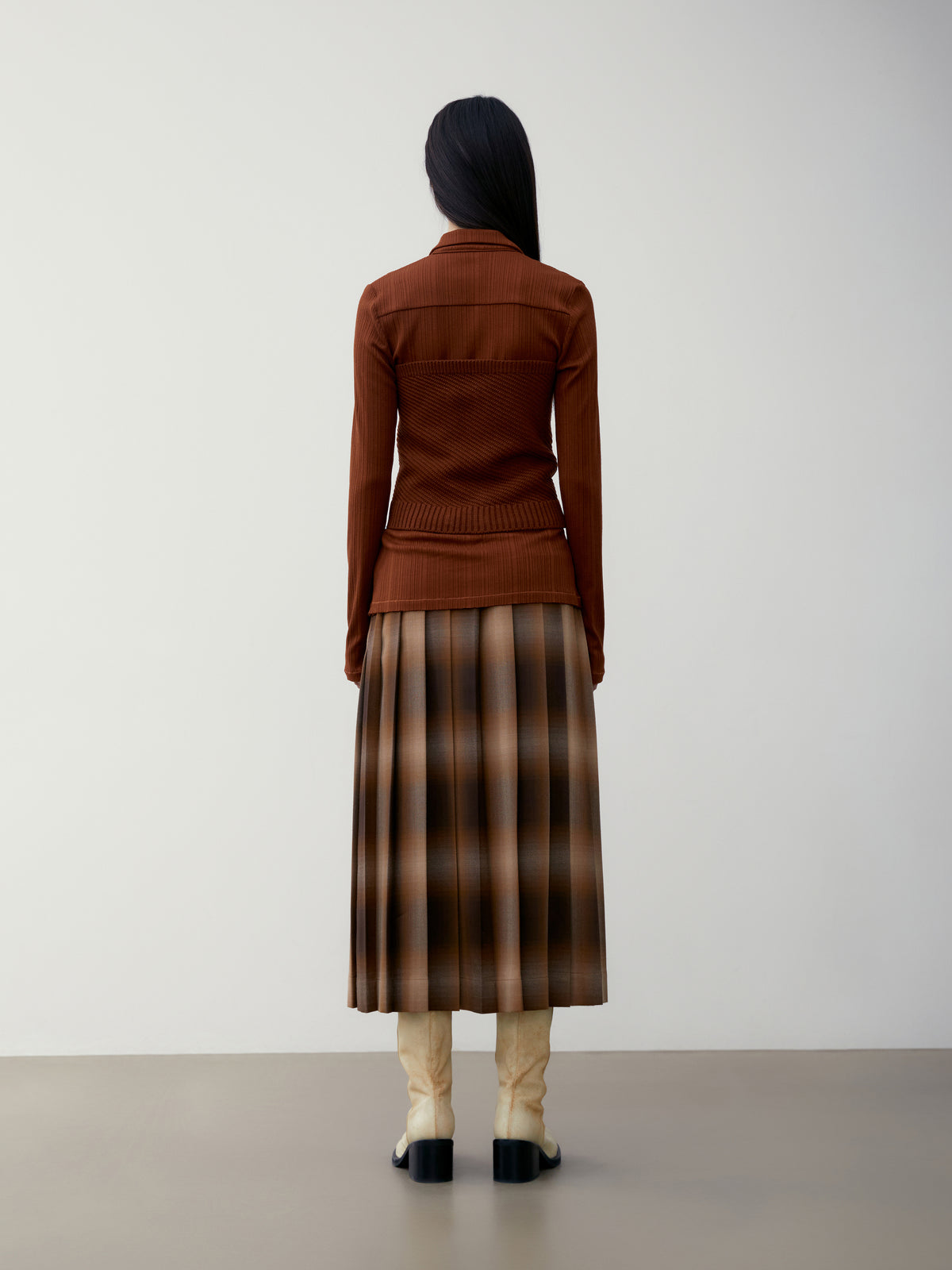 Low Classic Diagonal Button UP Bustier Brown