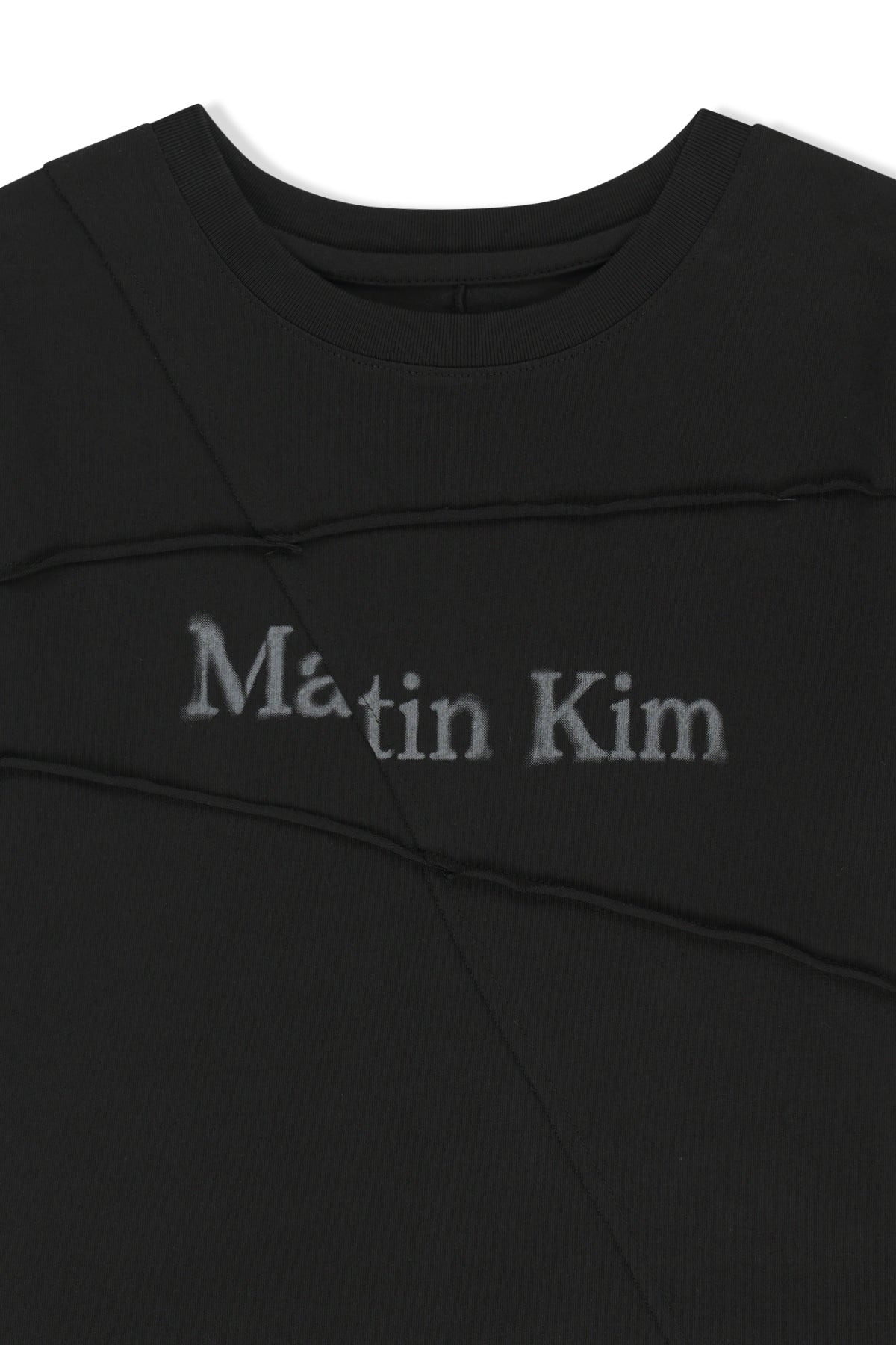 Matinkim Diagonal Cut Logo Crop Top IN Black