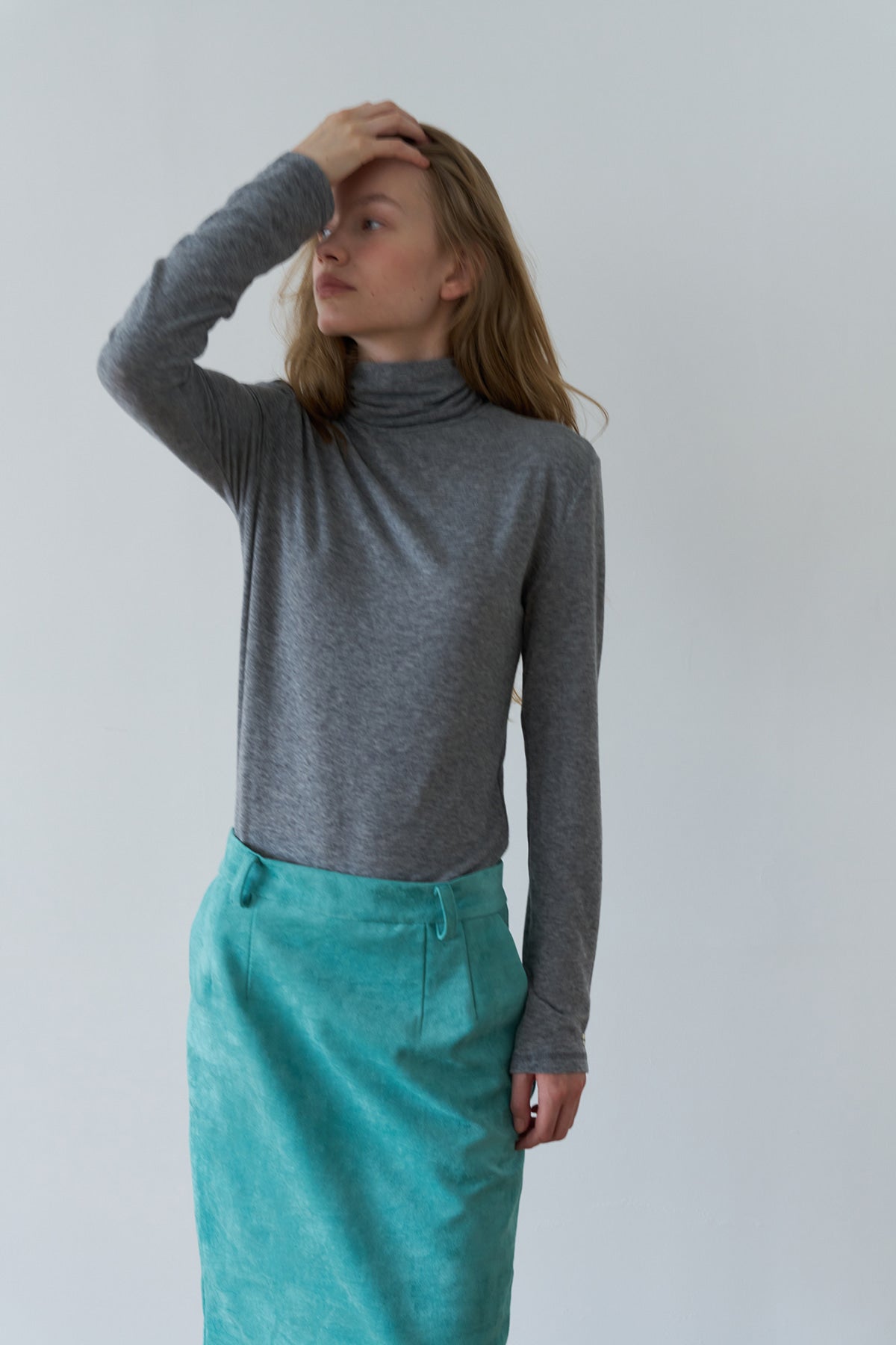 Overdueflair Slim-Fit Wool Turtleneck T-Shirt Grey