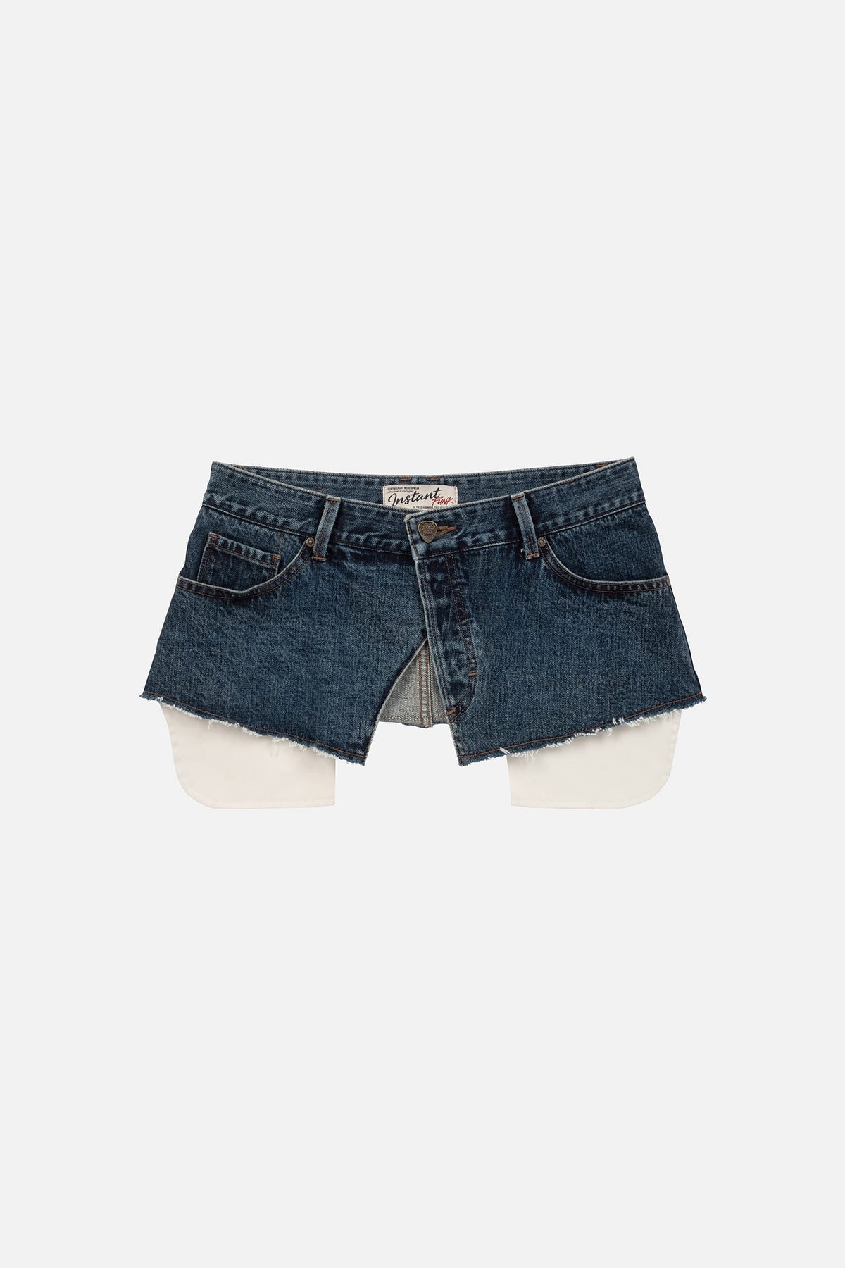 Instantfunk Raw Edge Denim Wrap Skirt - Blue