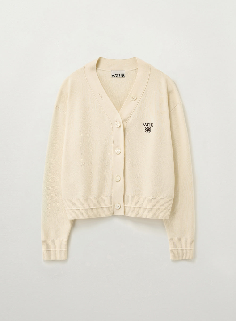 Satur Essential Faro Crop Cardigan - Cream
