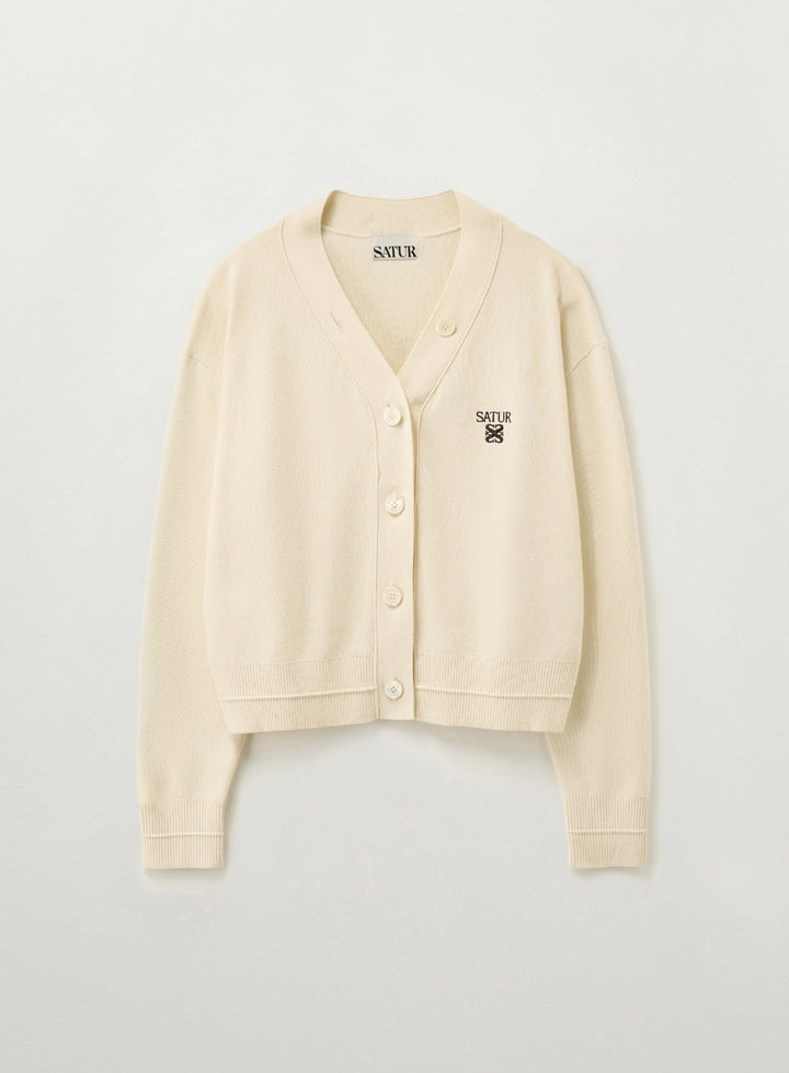 Satur Essential Faro Crop Cardigan - Cream