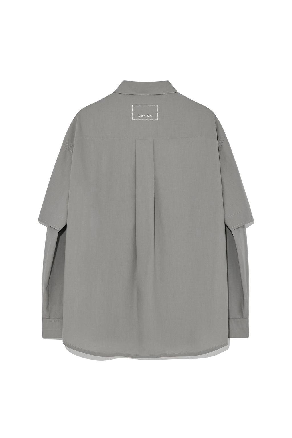 [matinkim] STITCH POINT LAYERED SHIRT FOR MEN IN KHAKI GREY