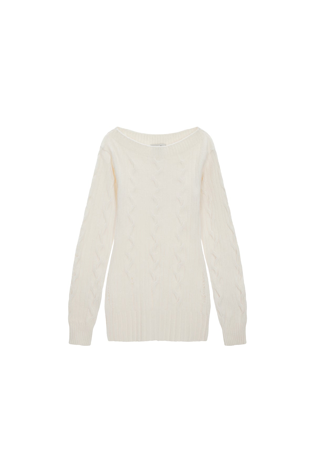 Matinkim Damage Point Cable Knit Dress IN Ivory
