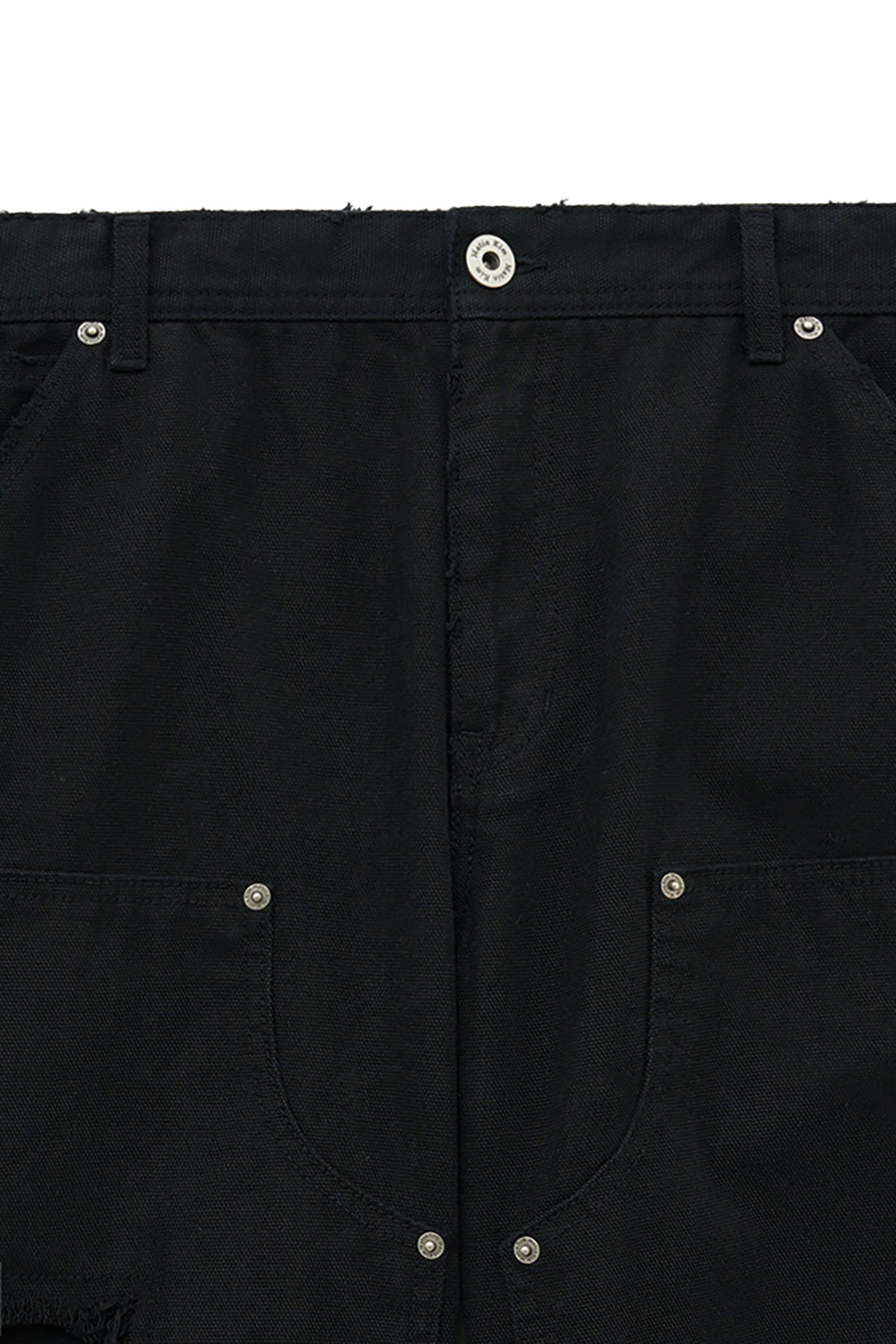 [matinkim] DISTRESSED DOUBLE KNEE WORK PANTS FOR MEN IN BLACK