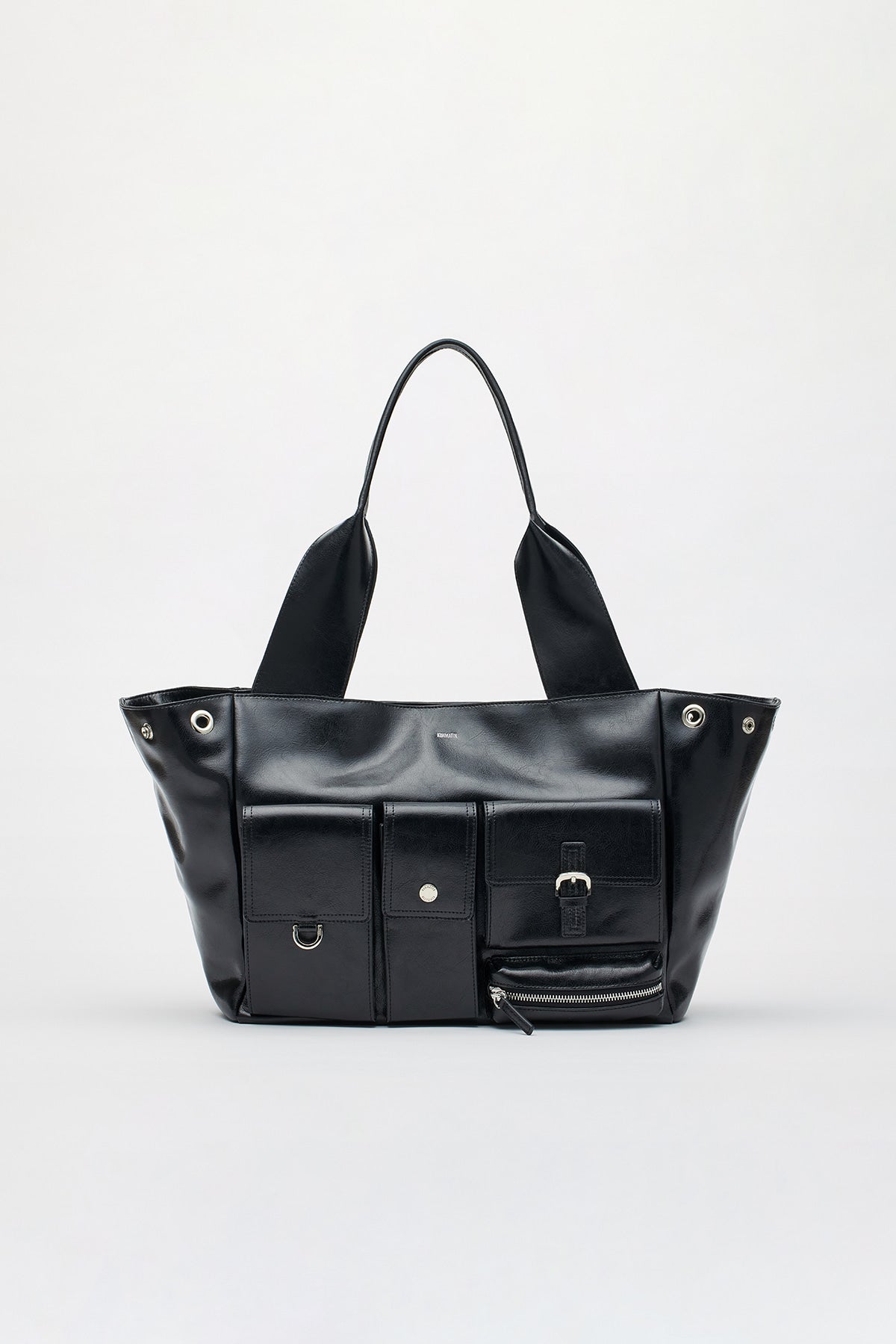Matinkim Multi Pocket Leather Shopper Bag IN Black