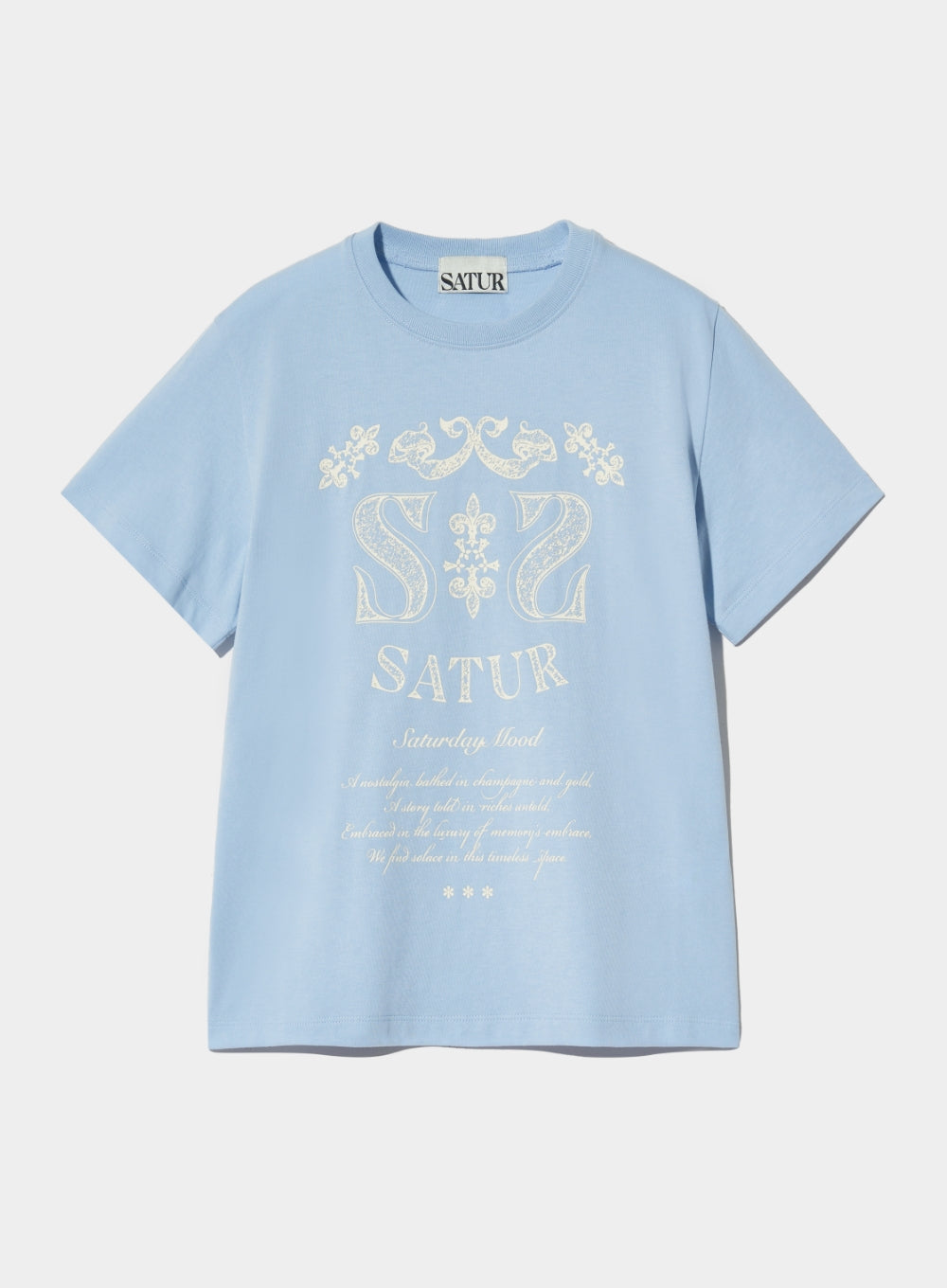 [satur] (W) Classy Nostalgia Vintage Graphic T-Shirt - Sky Blue
