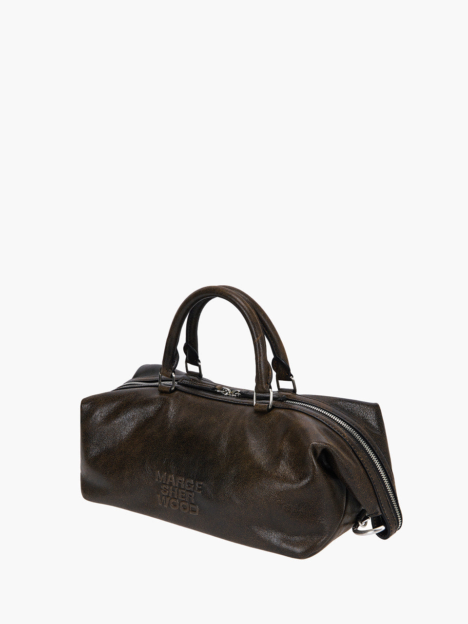 Margesherwood Dumpling EW Tote brown+black two-tone cracked