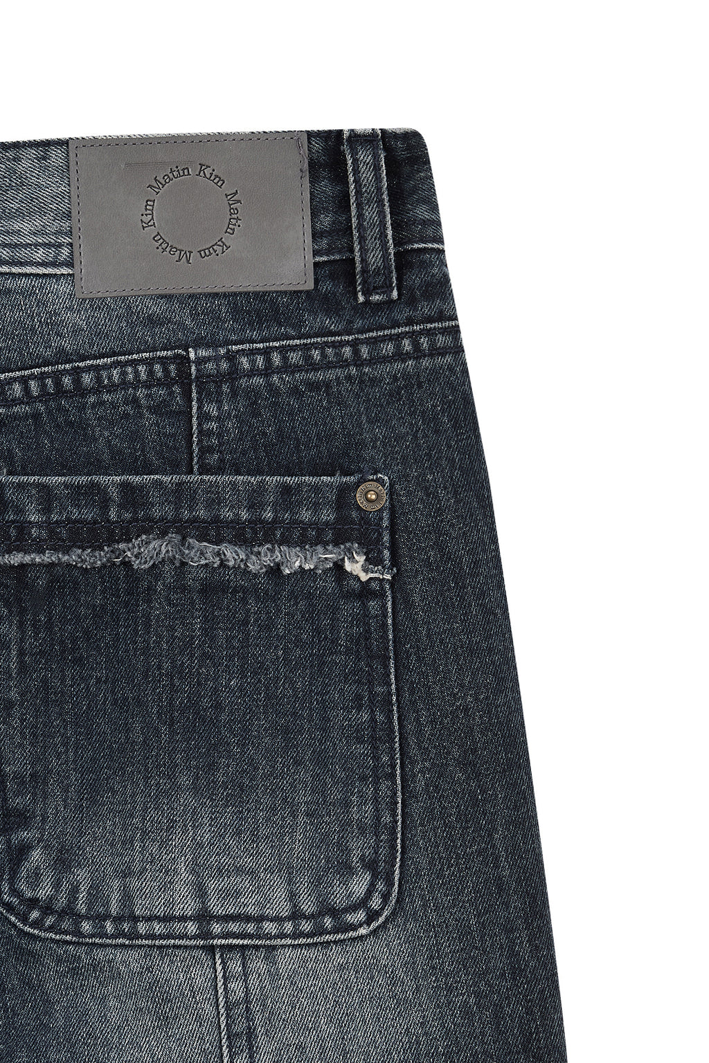 Matinkim Semi Boots Cut Washed Denim Pants IN Navy