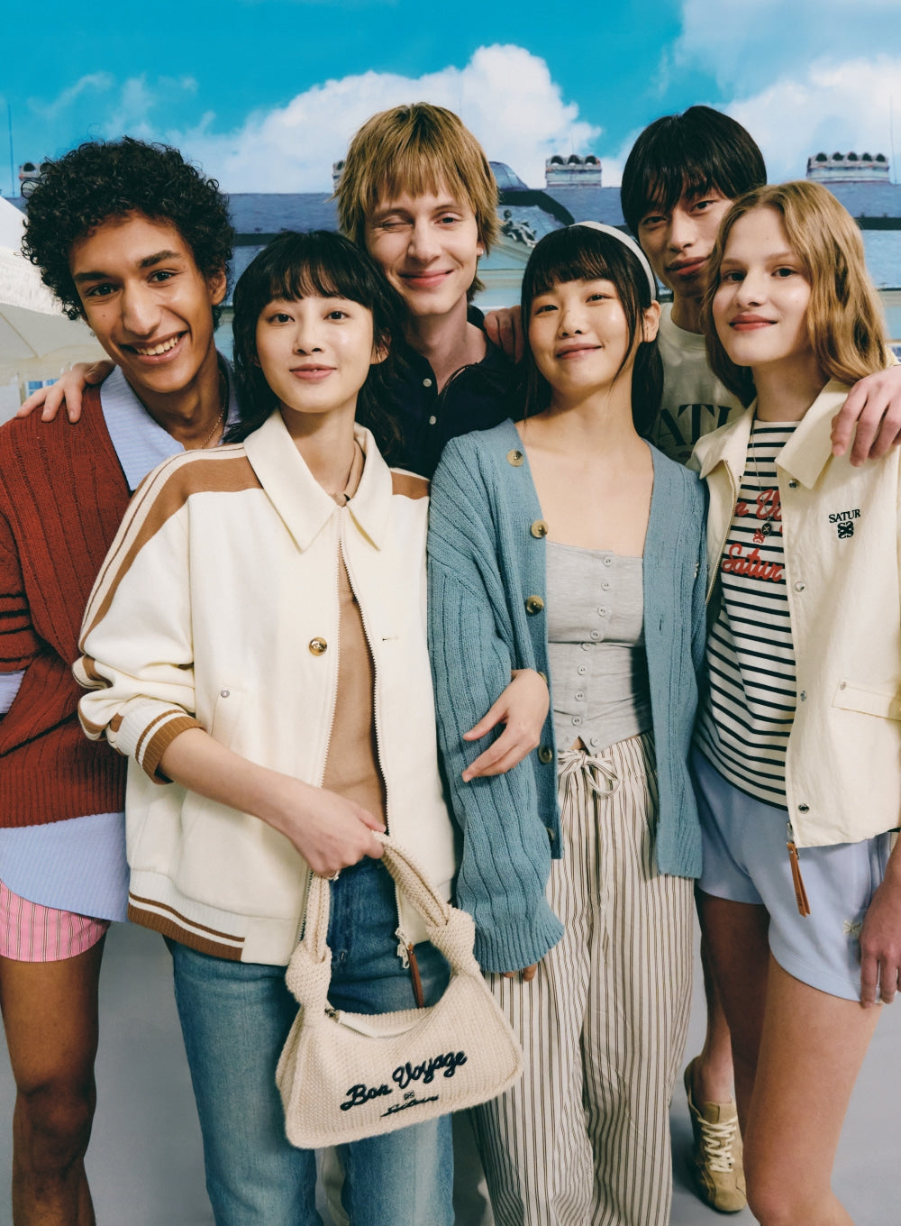 [satur] (W) Lawton Collar Track Zip-Up Jacket - Resort Cream