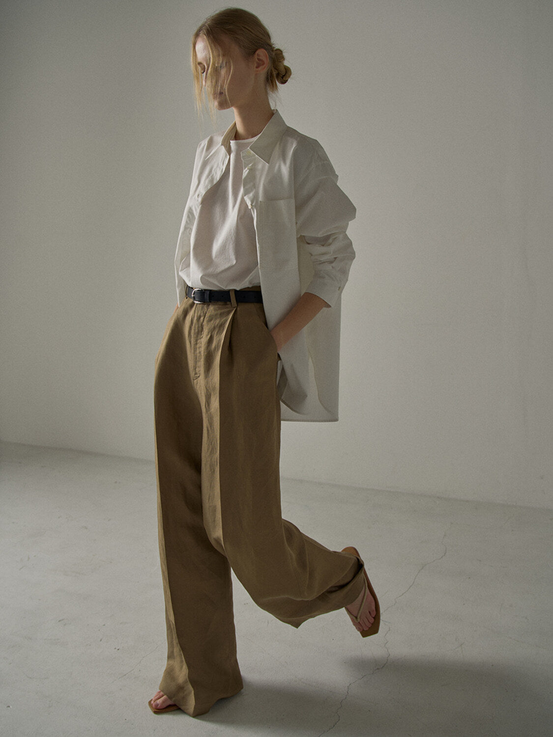 Facade Pattern Oversized Poplin Shirt off white