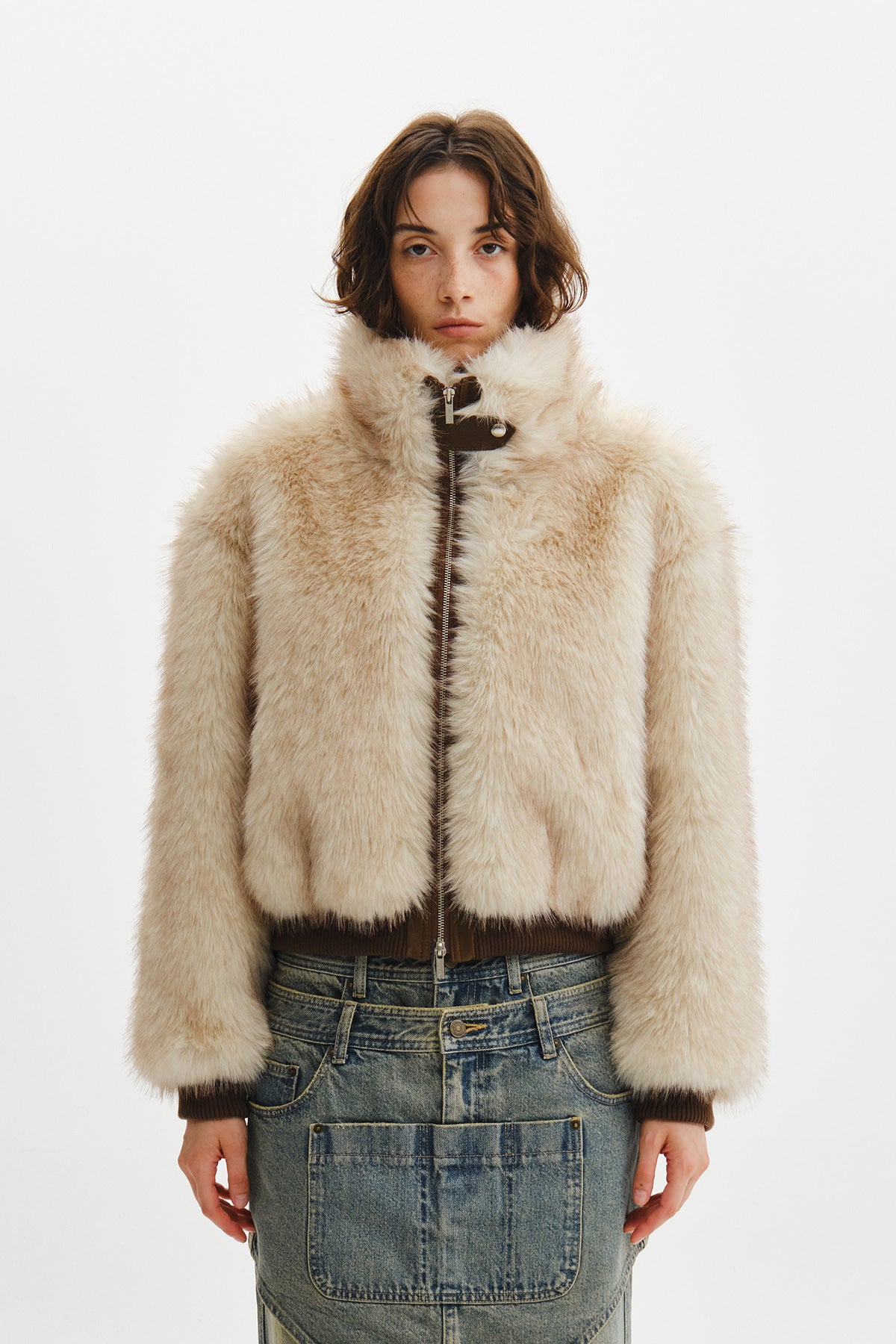 Matinkim Tab Detail Fur Jumper IN Ivory