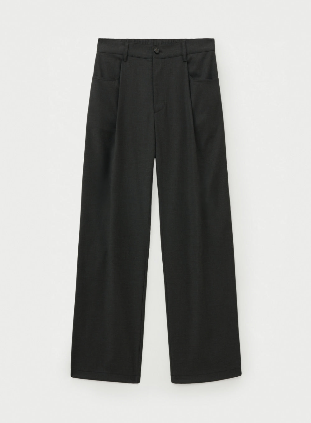 [satur] Classic One Tuck Easy Pants - Charcoal