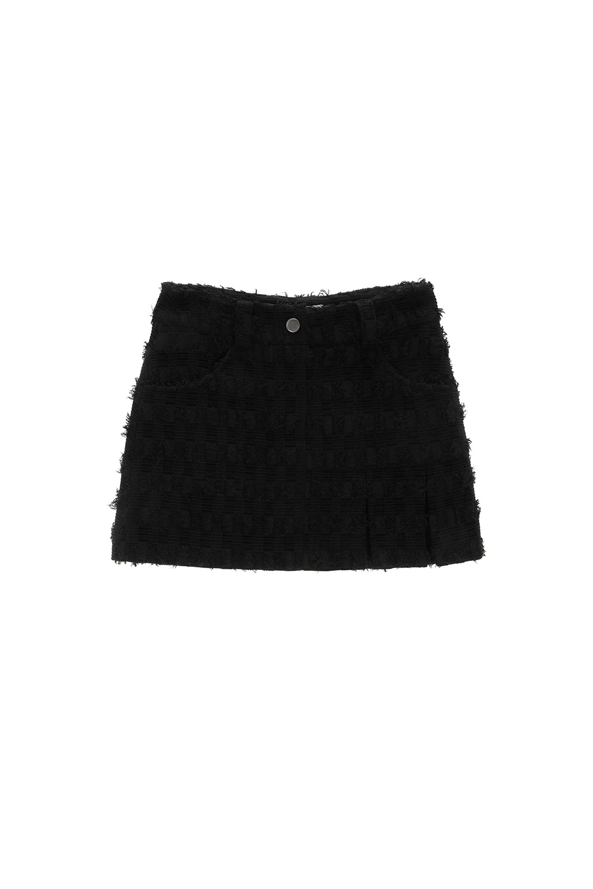 Matinkim Pleats Mixed Tweed Mini Skirt IN Black