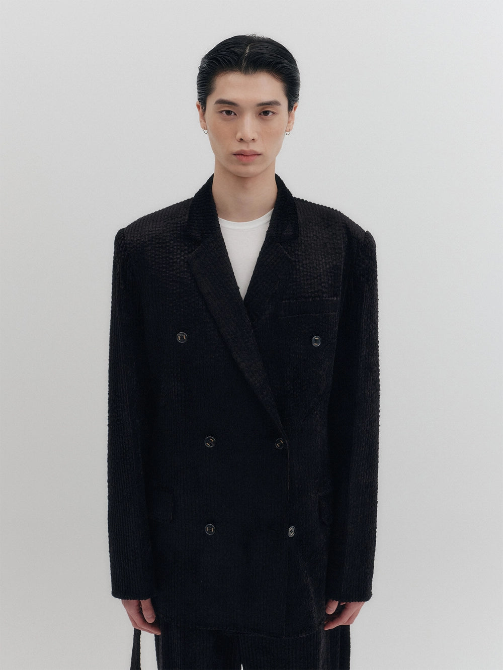 EENK Belted Double-Breasted Blazer - Black