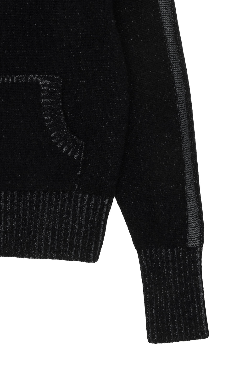 [matinkim] TWO TONE MIXED KNIT ZIP UP FOR WOMEN IN BLACK
