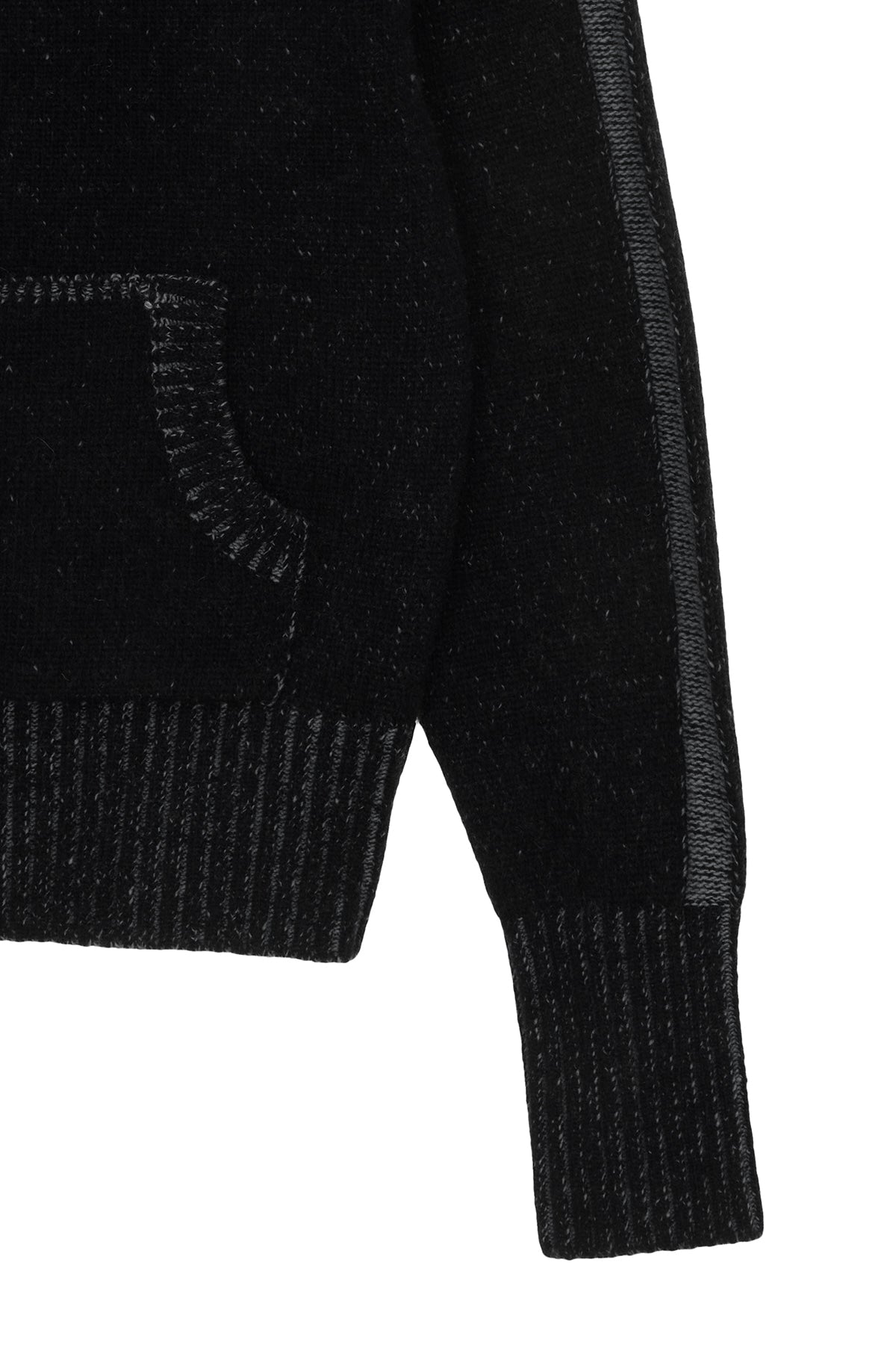 [matinkim] TWO TONE MIXED KNIT ZIP UP FOR WOMEN IN BLACK