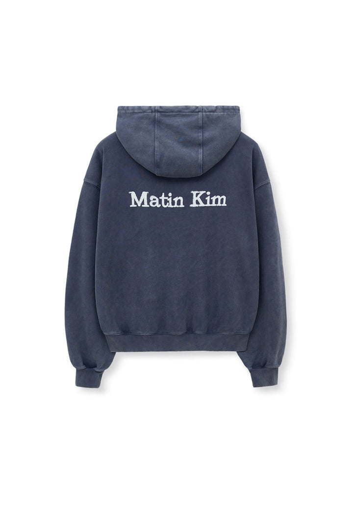 Matinkim Zipper Point Washed Hoody For Men IN Navy