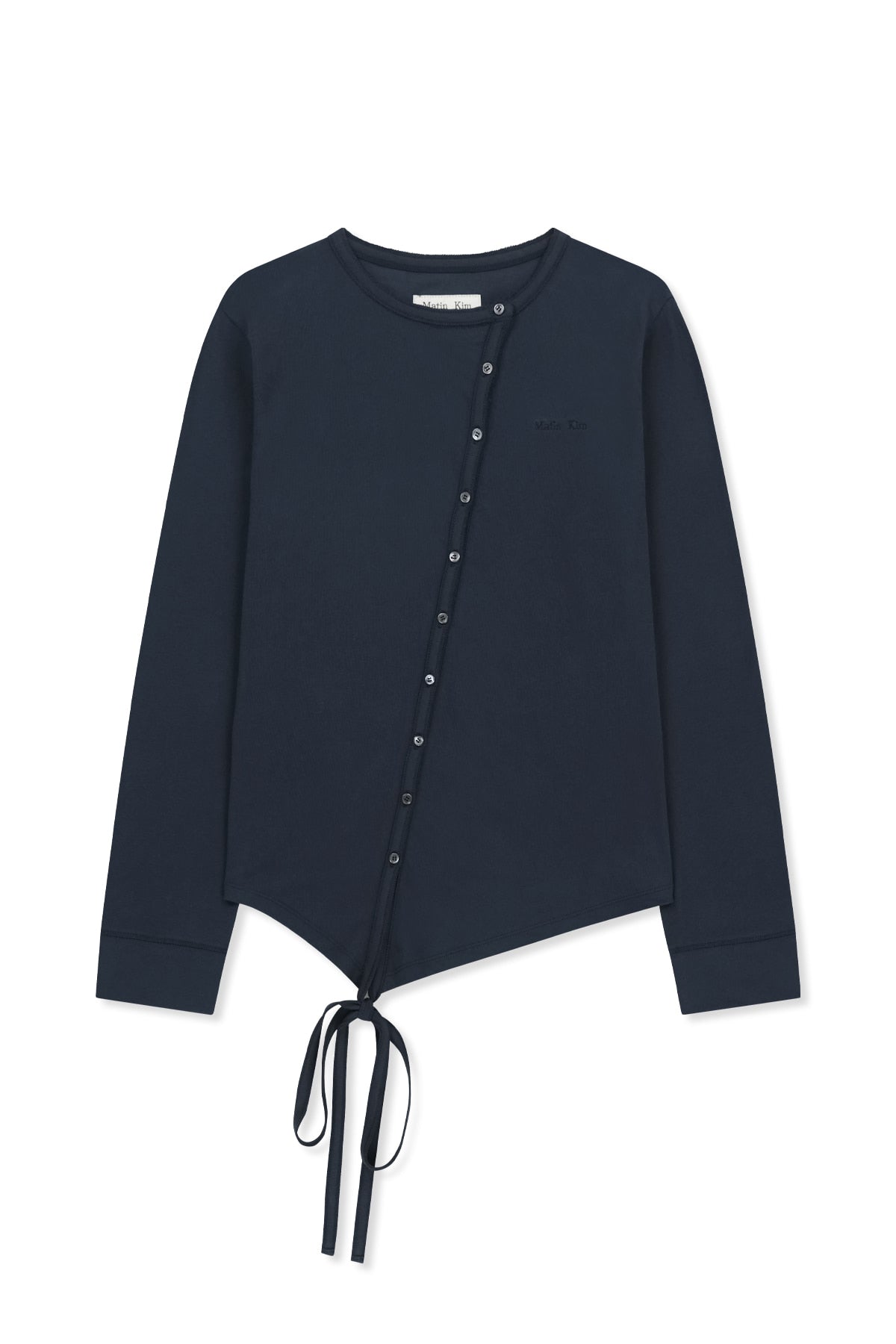[matinkim] Asymmetric Button Closure Top IN Navy