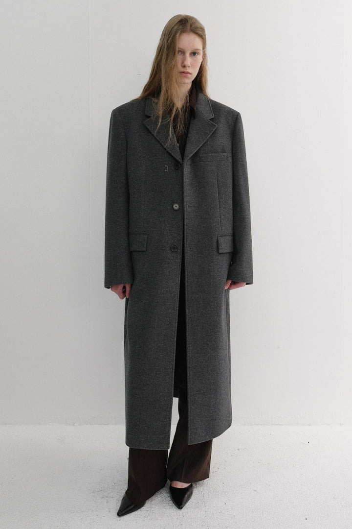 Dunst Unisex 2-Way 3 Button Cashmere Coat Charcoal Grey