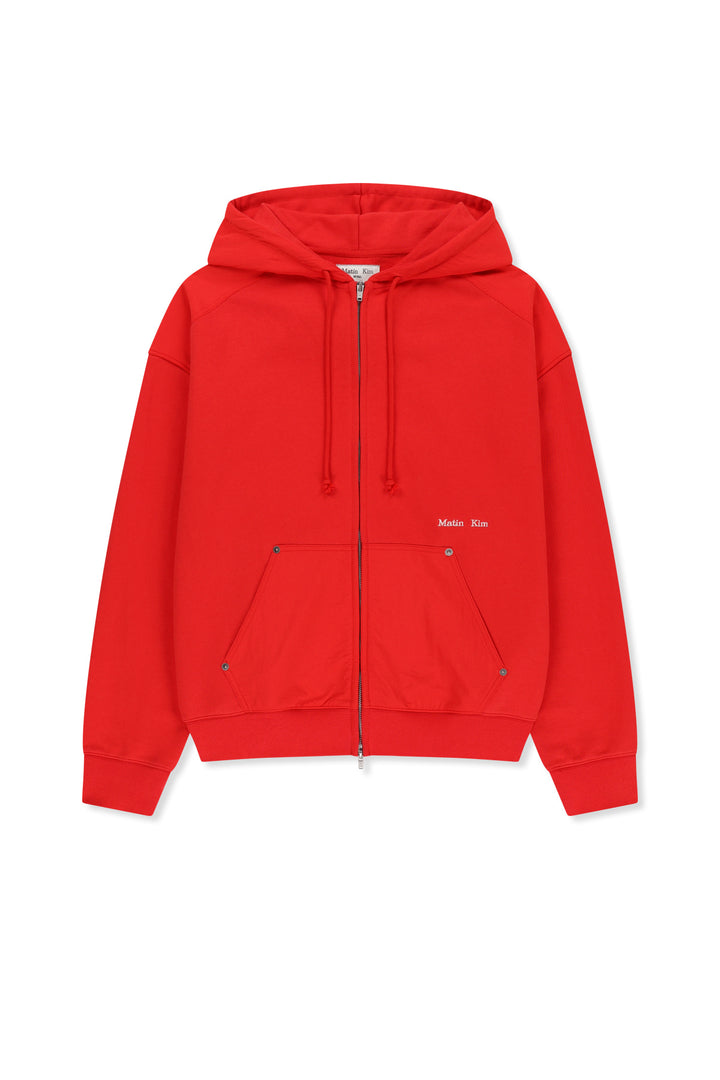 Matinkim Color Block Hoody Zip UP IN Red