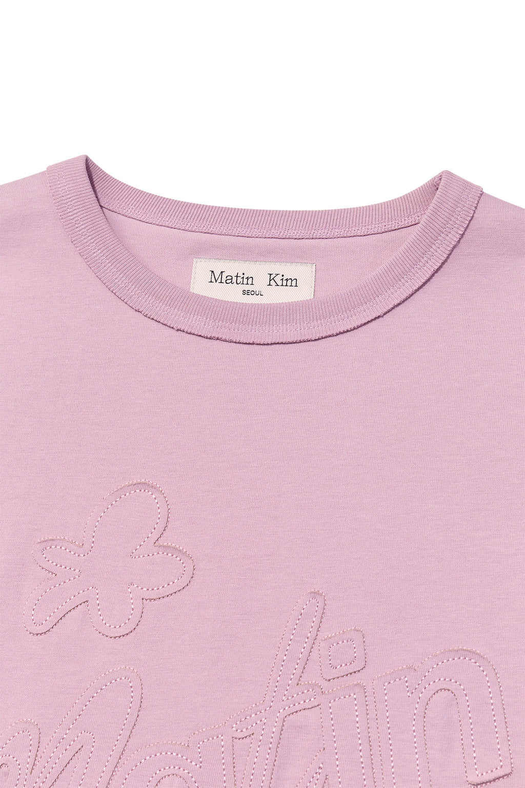 [matinkim] FLOWER APPLIQUE LOGO TOP IN LIGHT PINK