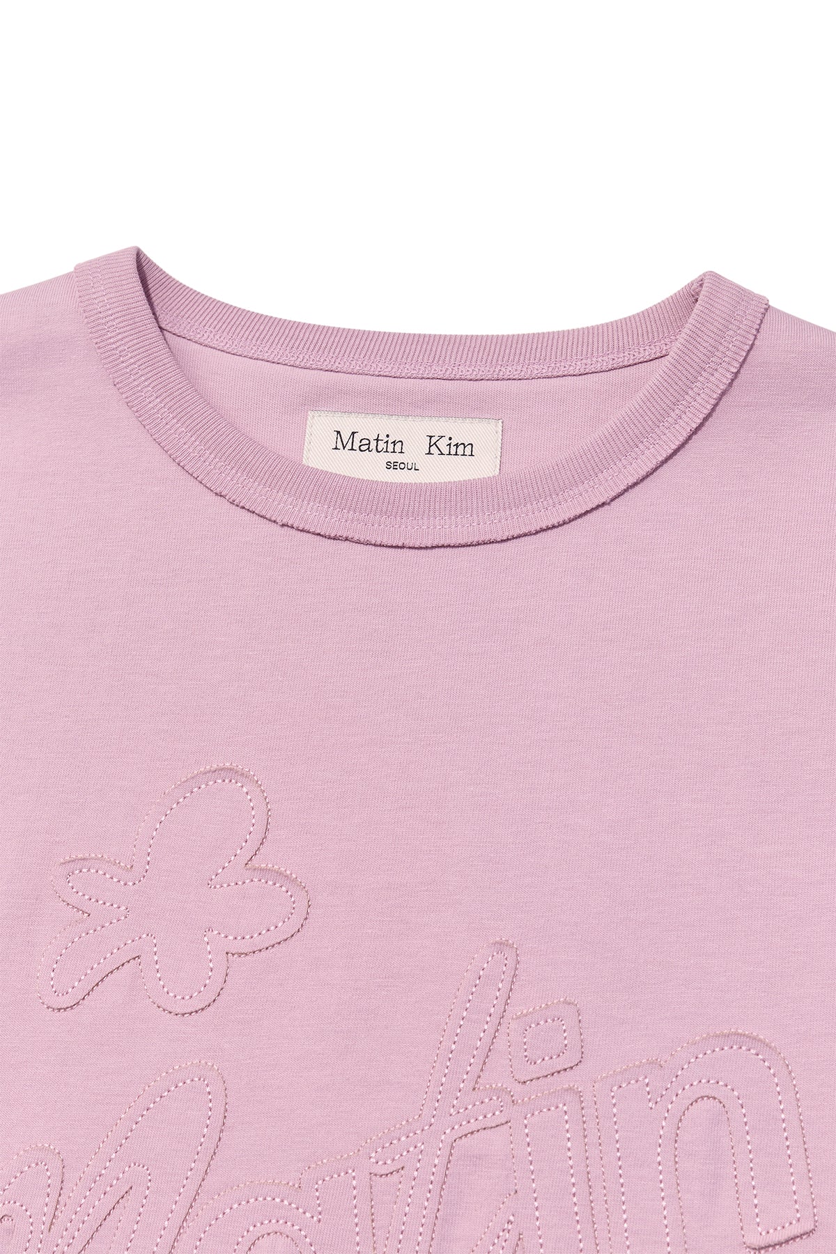 [matinkim] FLOWER APPLIQUE LOGO TOP IN LIGHT PINK