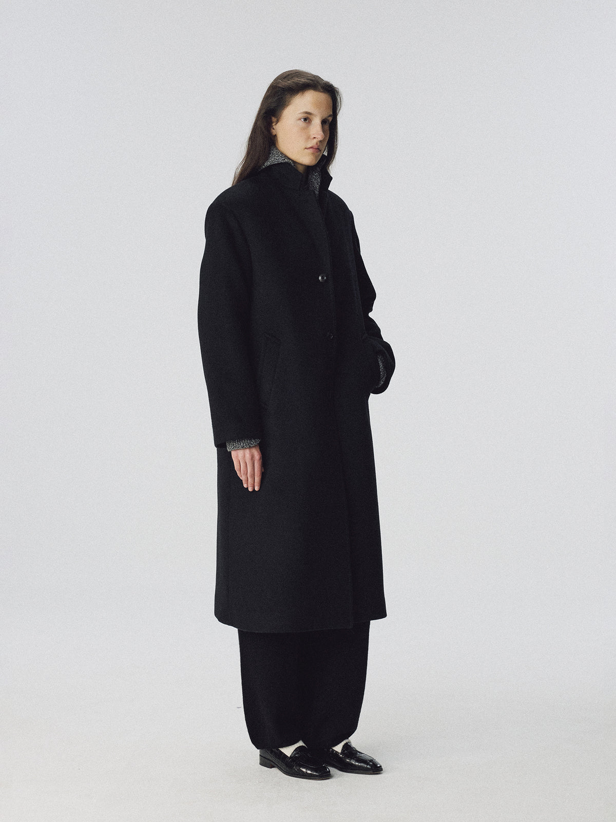 Nothing Written Nocturne single wool coat (Navy black)