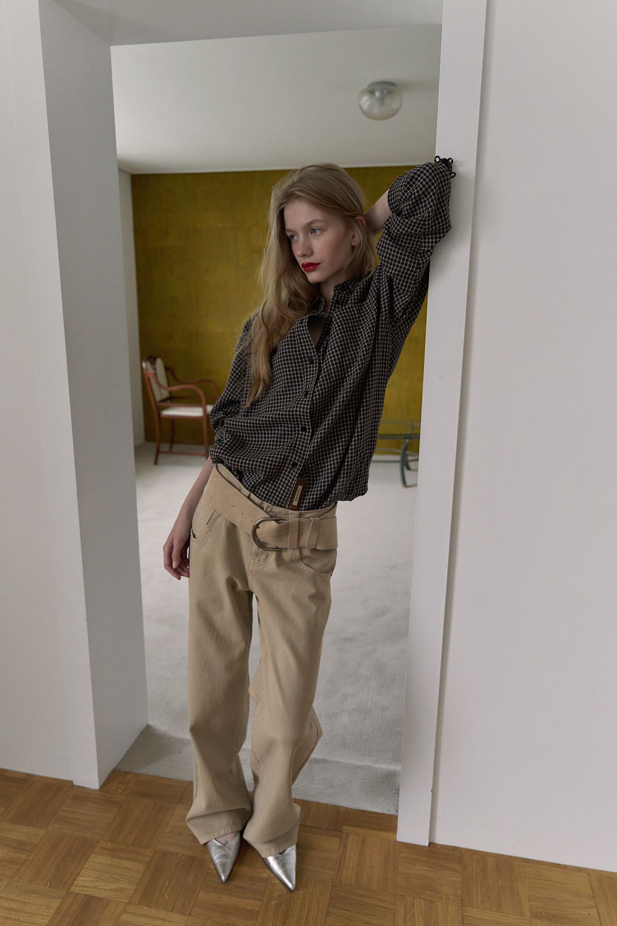 Overdueflair Low-Rise Wide Denim Pants Sand Beige